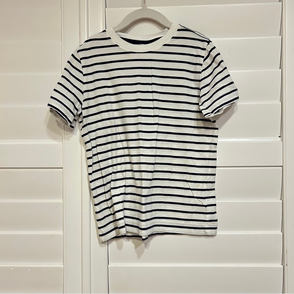 Hanna Andersson Classic Striped Crew Neck Tee Navy White Size 5